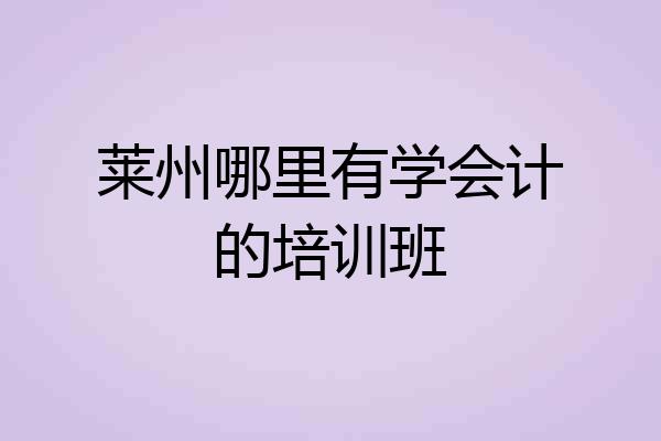 莱州哪里有学会计的培训班