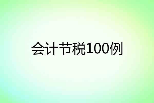 会计节税100例
