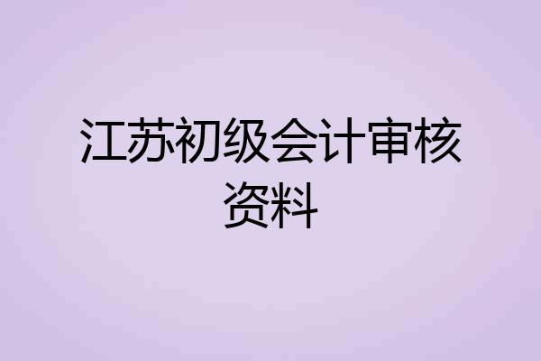江苏初级会计审核资料