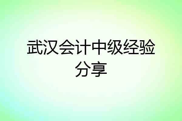 武汉会计中级经验分享