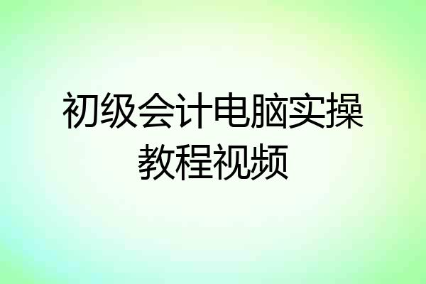 初级会计电脑实操教程视频