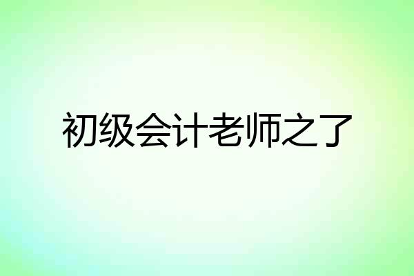 初级会计老师之了