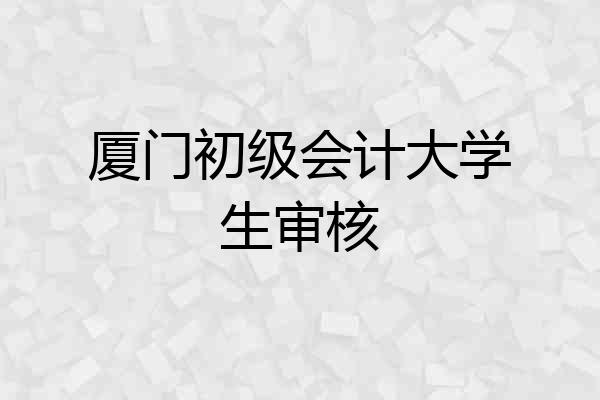 厦门初级会计大学生审核