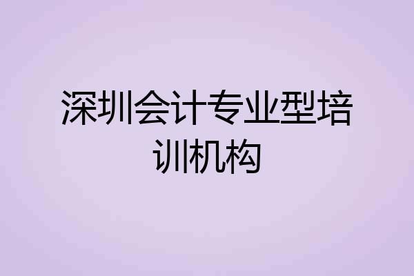 深圳会计专业型培训机构