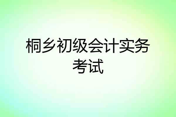 桐乡初级会计实务考试