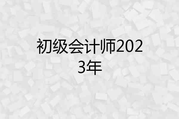 初级会计师2023年