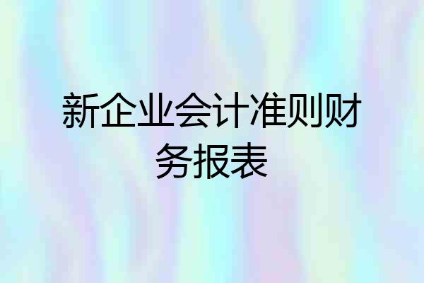 新企业会计准则财务报表