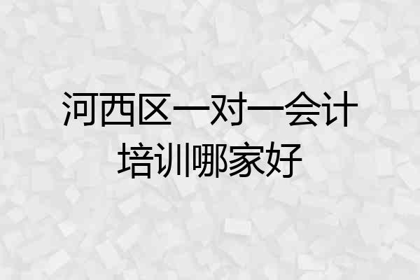 河西区一对一会计培训哪家好