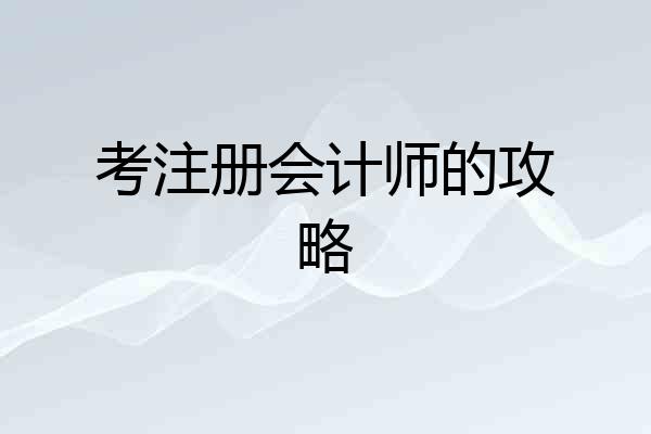 考注册会计师的攻略