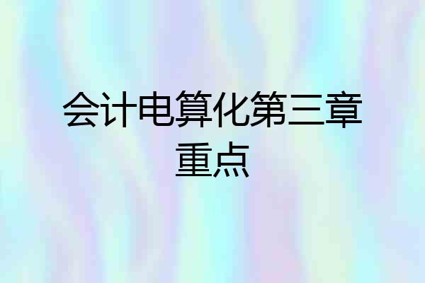 会计电算化第三章重点