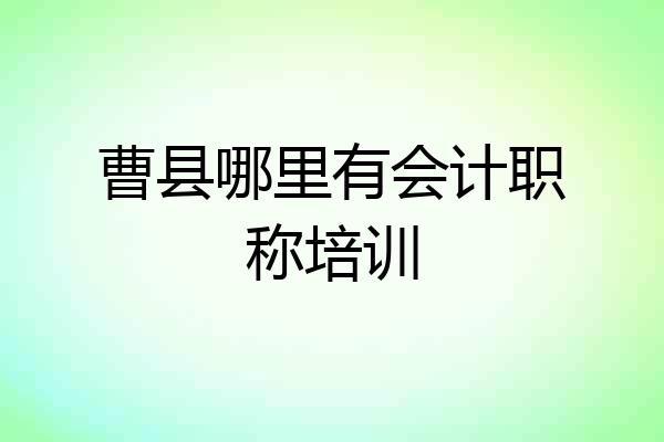 曹县哪里有会计职称培训