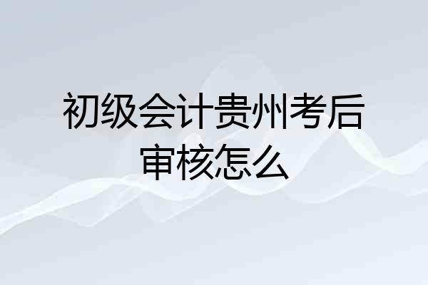 初级会计贵州考后审核怎么
