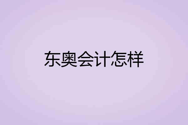 东奥会计怎样