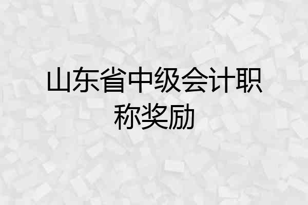 山东省中级会计职称奖励