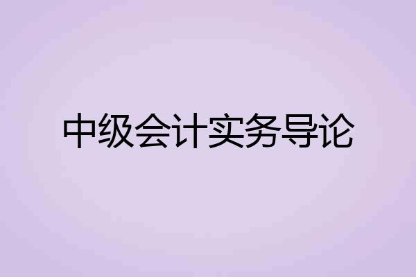 中级会计实务导论