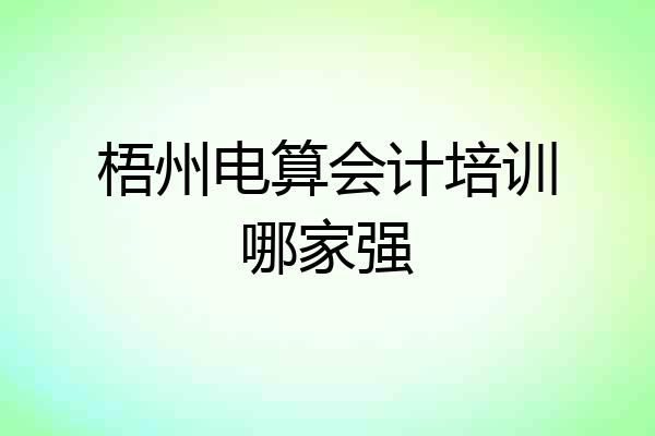 梧州电算会计培训哪家强