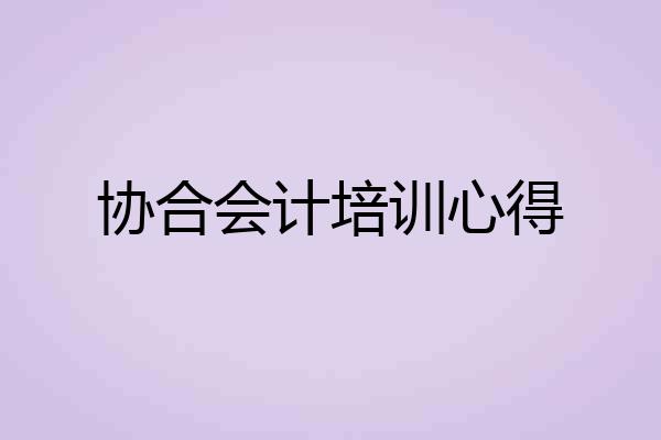 协合会计培训心得