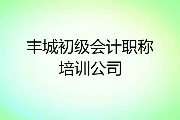 丰城初级会计职称培训公司