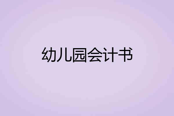 幼儿园会计书
