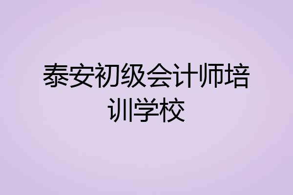 泰安初级会计师培训学校