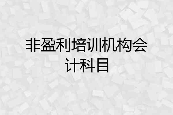 非盈利培训机构会计科目