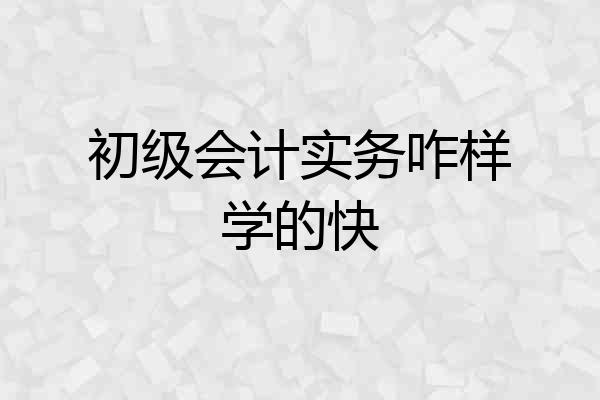 初级会计实务咋样学的快