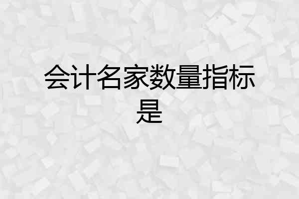 会计名家数量指标是