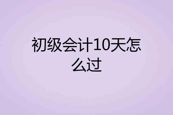 初级会计10天怎么过