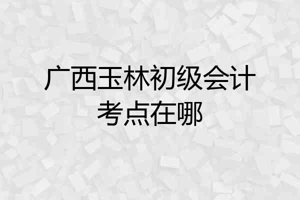 广西玉林初级会计考点在哪