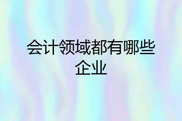 会计领域都有哪些企业