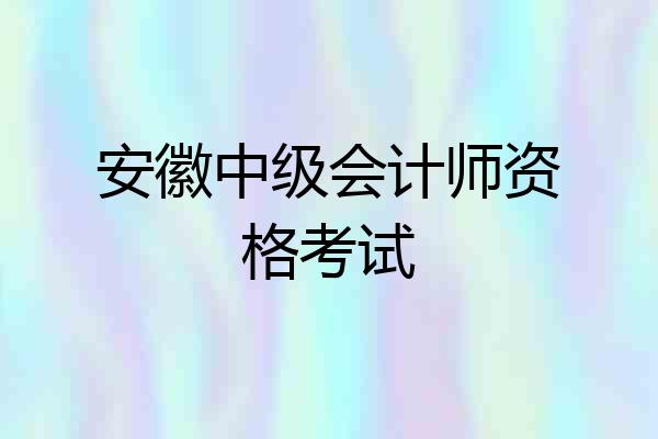 安徽中级会计师资格考试