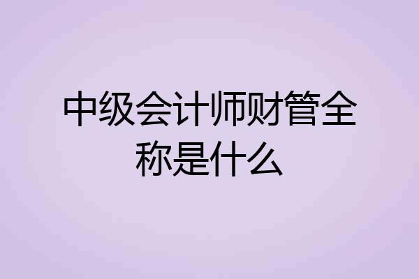 中级会计师财管全称是什么