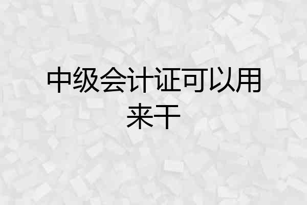 中级会计证可以用来干