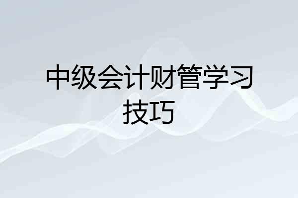中级会计财管学习技巧