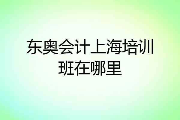 东奥会计上海培训班在哪里