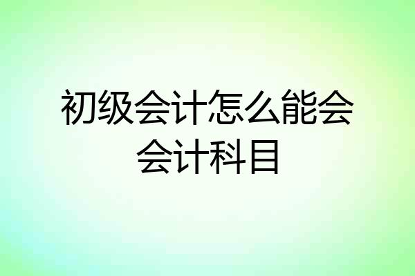 初级会计怎么能会会计科目