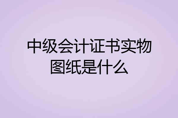 中级会计证书实物图纸是什么
