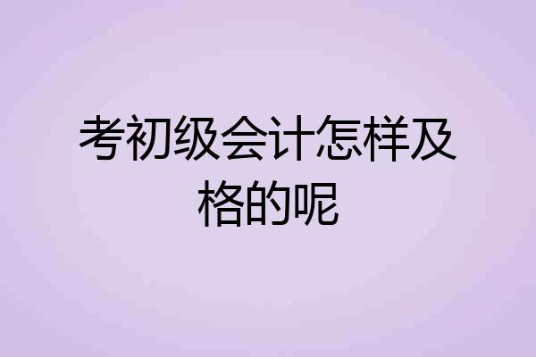 考初级会计怎样及格的呢