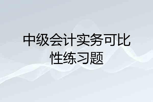 中级会计实务可比性练习题