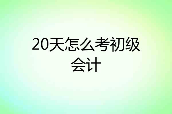 20天怎么考初级会计