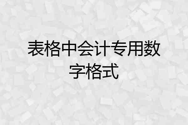 表格中会计专用数字格式