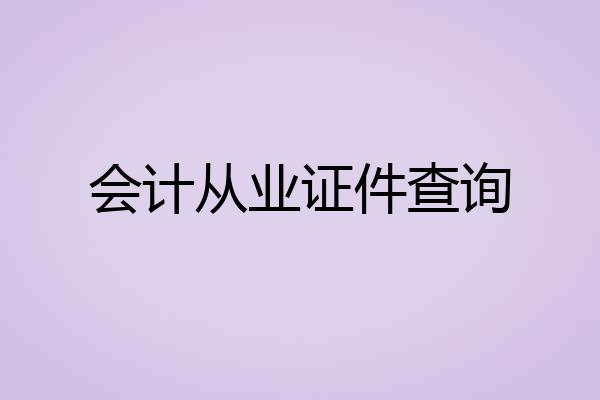 会计从业证件查询
