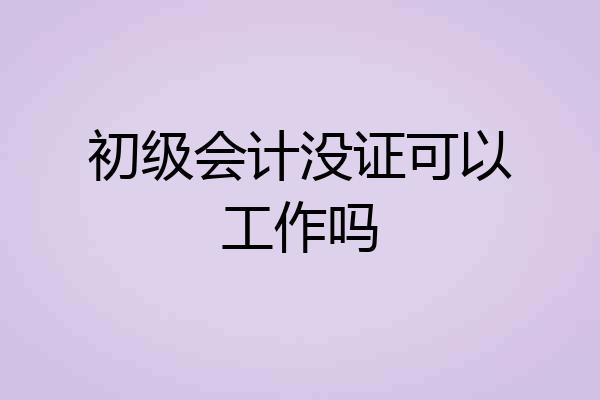 初级会计没证可以工作吗