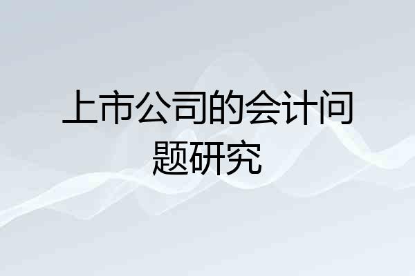上市公司的会计问题研究