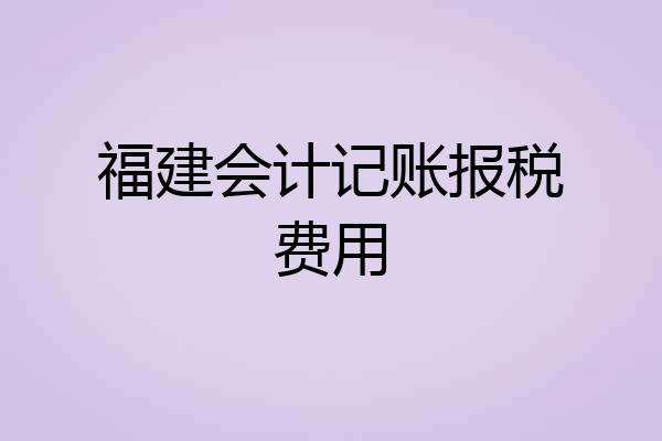 福建会计记账报税费用