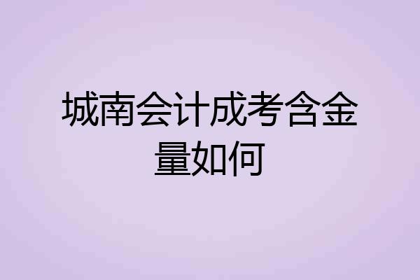 城南会计成考含金量如何