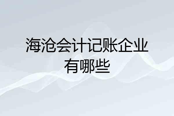 海沧会计记账企业有哪些