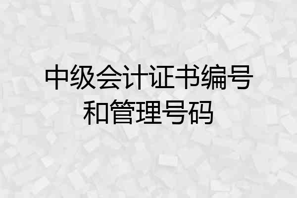 中级会计证书编号和管理号码