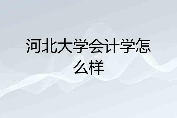 河北大学会计学怎么样