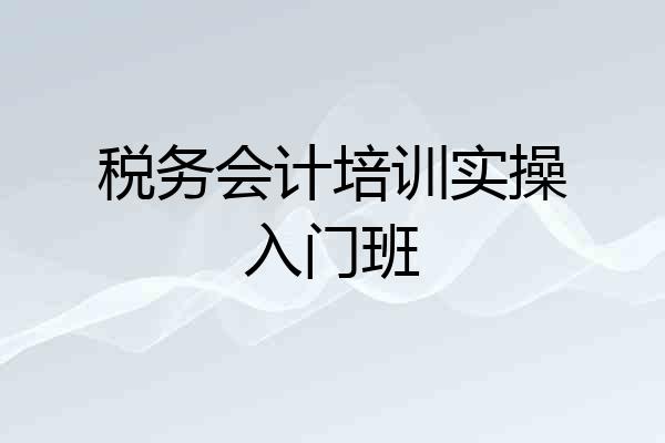 税务会计培训实操入门班